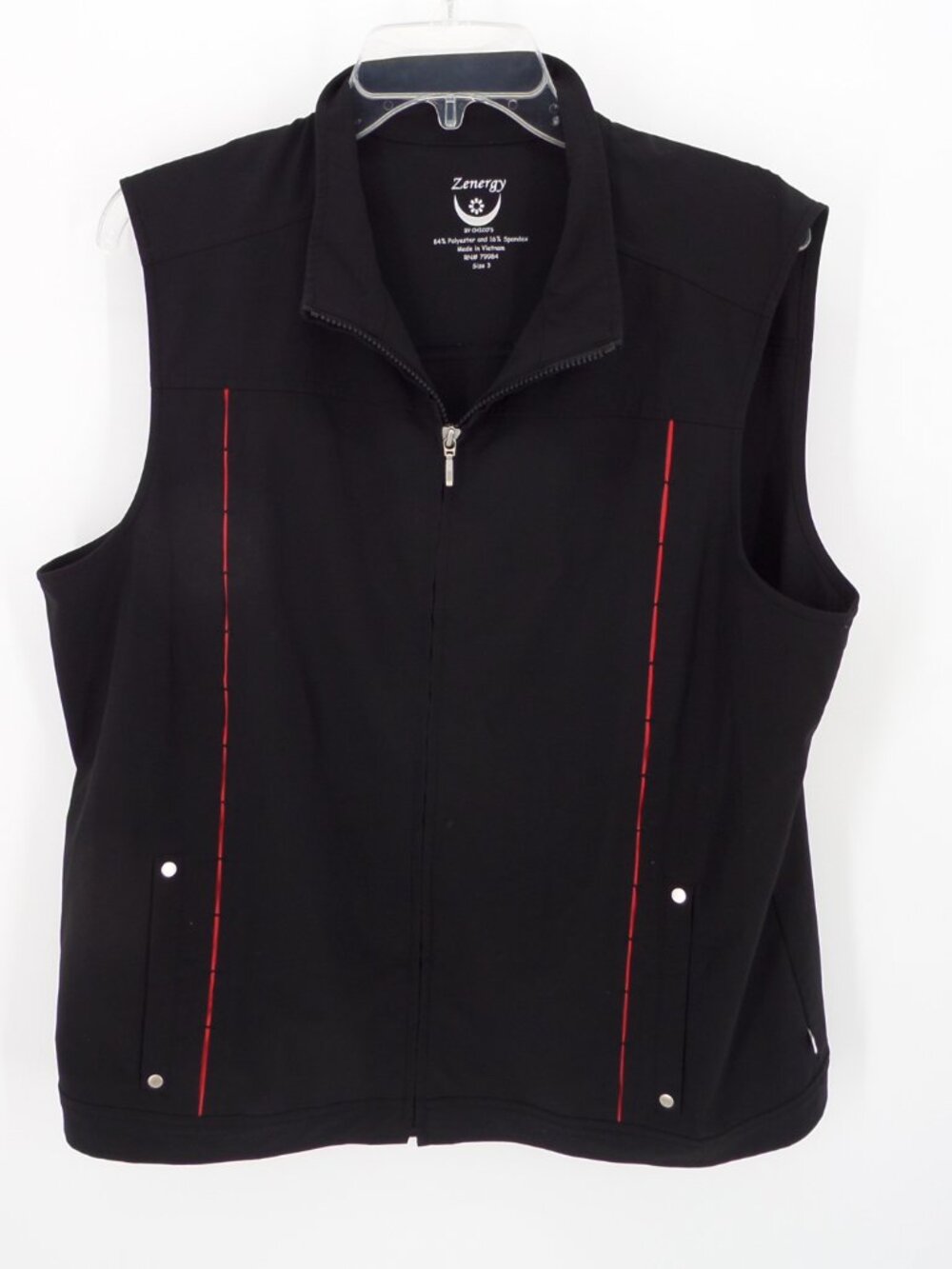 Chico's Zenergy  Woman's Vest Black with Red Trim SZ 3 US 16